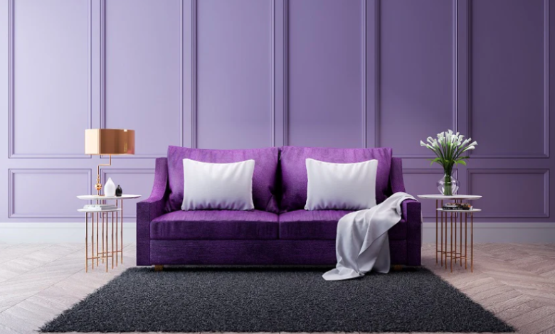 How to Style a Living Room with a Purple Sofa